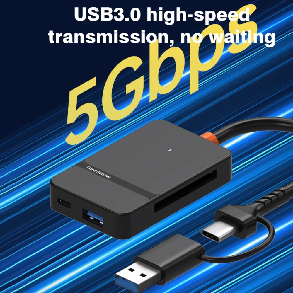 USB3.0/USB-C 8 في 1 قارئ بطاقات يدعم U disk/SD/Micro SD/TF/CF/MS/CF بطاقة للهاتف المحمول PC قارئ بطاقات متعدد الوظائف