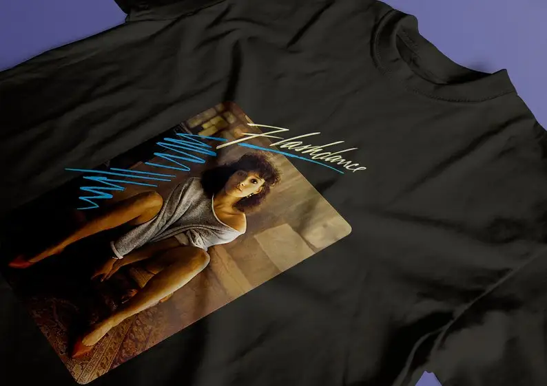 Flashdance, Adrian Lyne, Jennifer Beals, 1983 - HQ Retro Movie Print T-Shirt, Heavyweight Unisex Crewneck