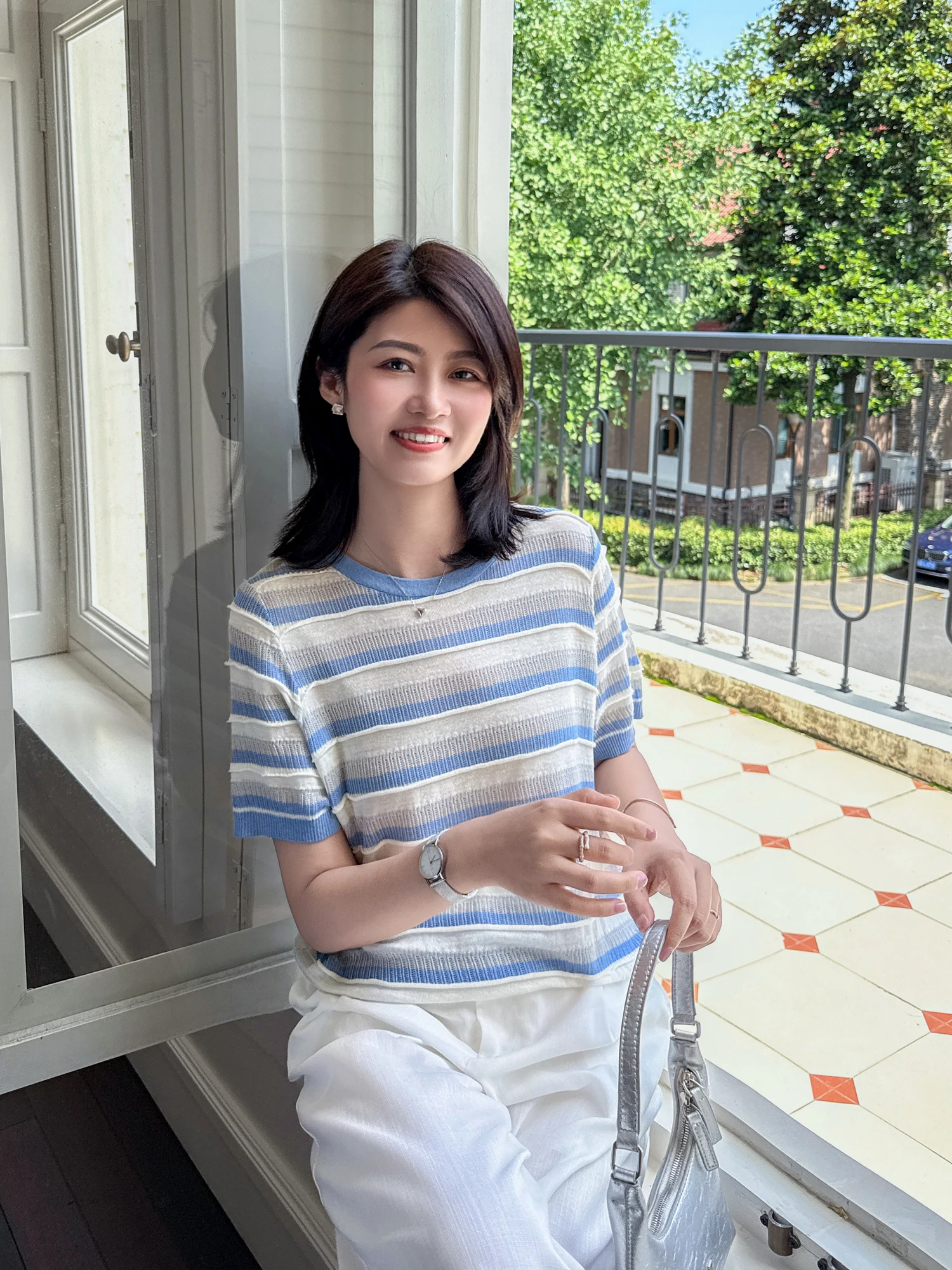 

Летняя легкая льняная футболка Zillal для повседневной носки, с коротким рукавом, в полоску, вязаная, женская, влагоотводящая, с круглым вырезом