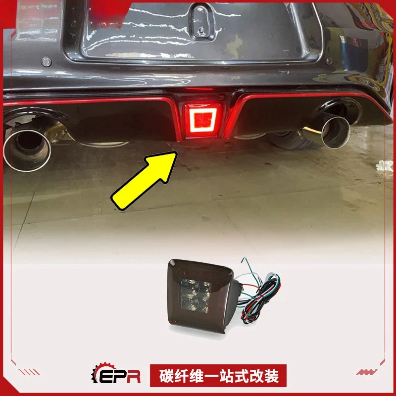 For Nissan 370Z Z34 / GT-R R35 – Carbon Rear Brake Light Tail Lip LED Square Light Add-On