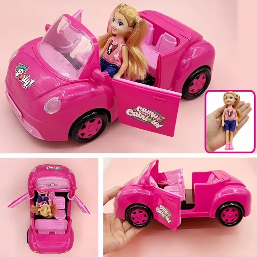

Кукольный автомобиль, забавный кабриолет, мини-модная кукла для девочек с собакой, дорожный игровой набор Dreamcar, игровой домик без функции электричества