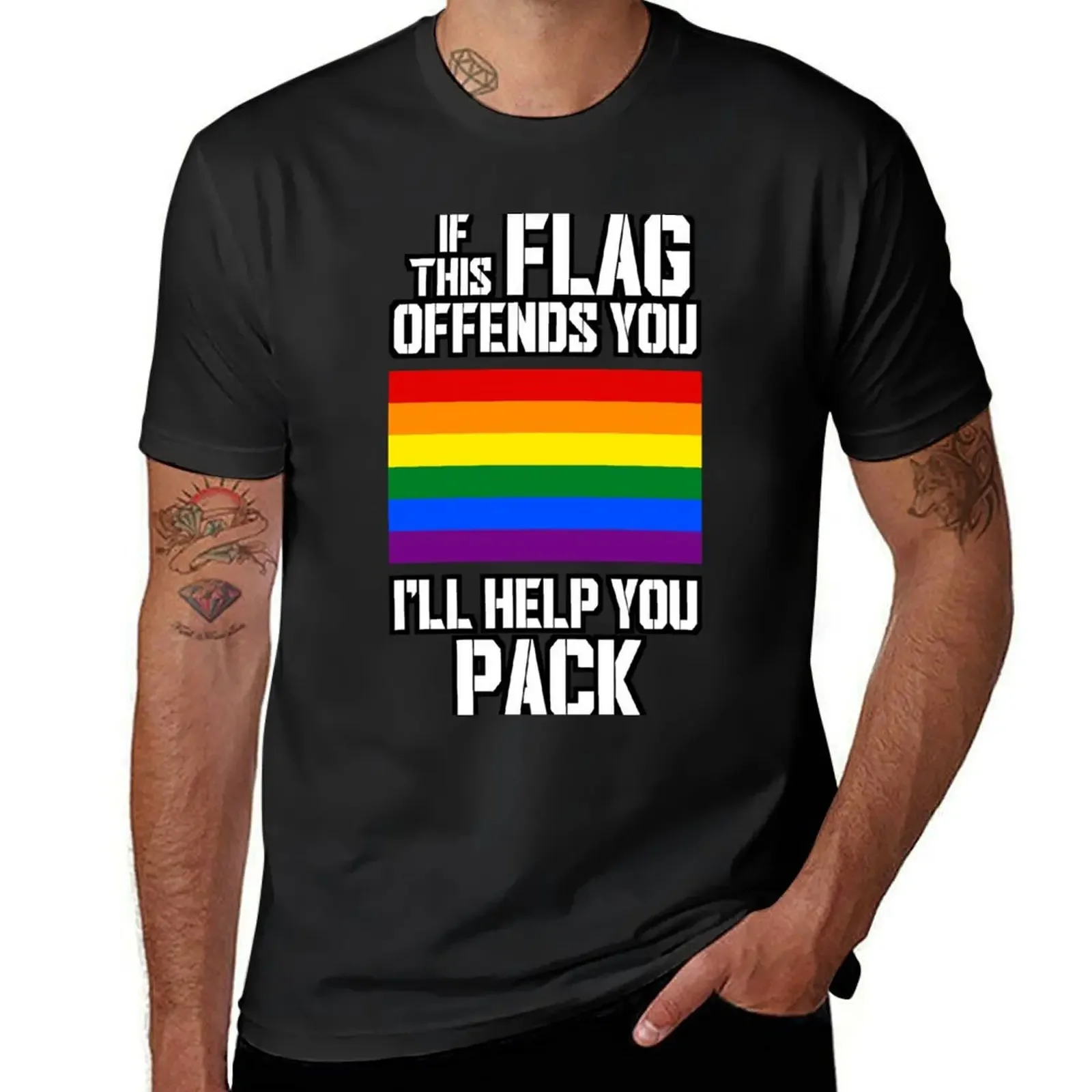 If this Flag Offends You, I'll Help You Pack, Pride Edition T-Shirt boys animal print graphic tee shirt mens t shirts pack