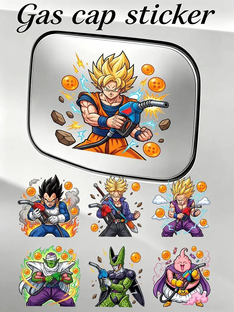 

Наклейка на крышку бензобака DRAGON BALL Super Saiyan Goku Vegeta, милая и забавная, водонепроницаемая, для декора топливного бака