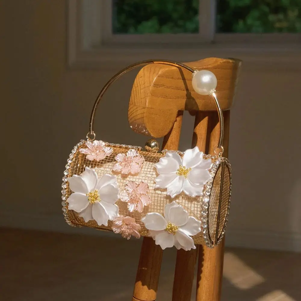 

Women's Ruffles Flower Evening Clutch Handbag Shoulder Bag 2026 New Party Bag With Wrinkle Knot Design Chain Crossbody Bag