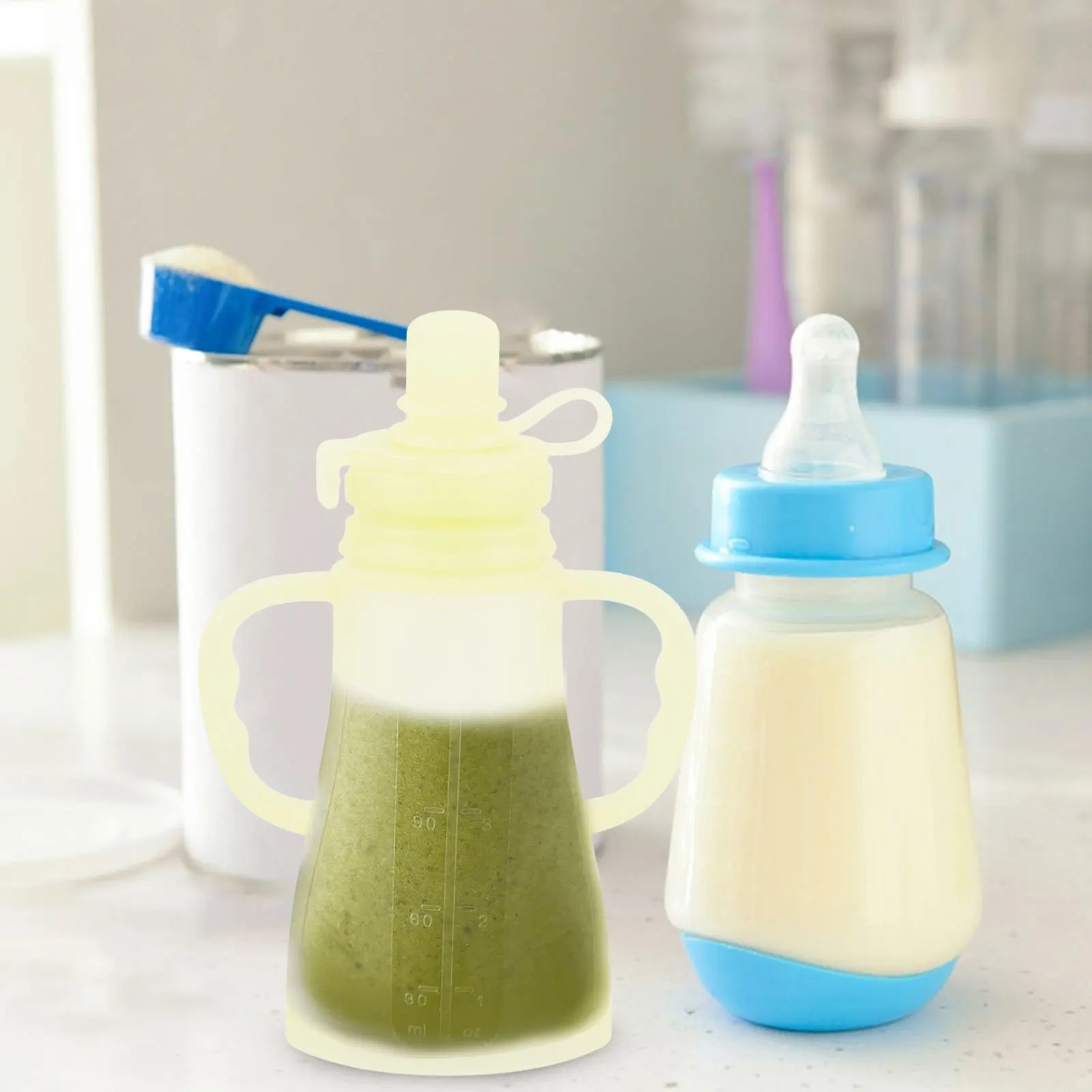 

Yogurt Disposable Pouches Baby Food Containers Freezer Safe Applesauce Reusable Feeder Toppers Puree Holder