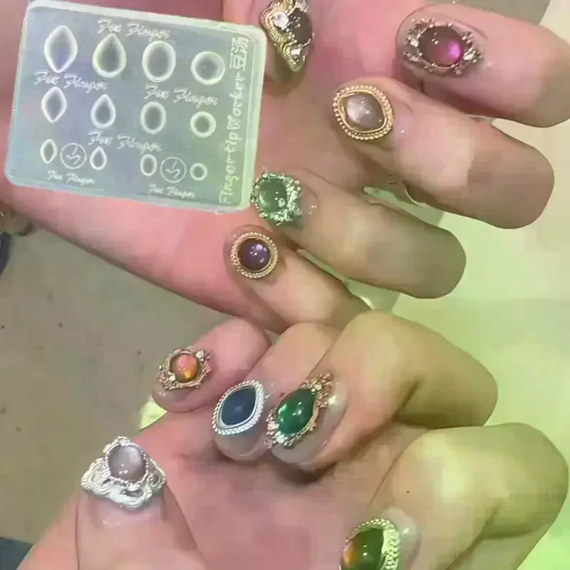 /ACR/Photo Frame 3D Transparent Nail Art Mold Silicone Carving Template DIY Nail Art Decorations Manicure Design Tools Gemstone