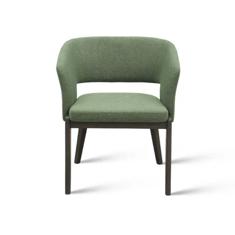 Green Upholstered Cafe Chair Commercial Wooden Restaurant Dining Chair for Hotel