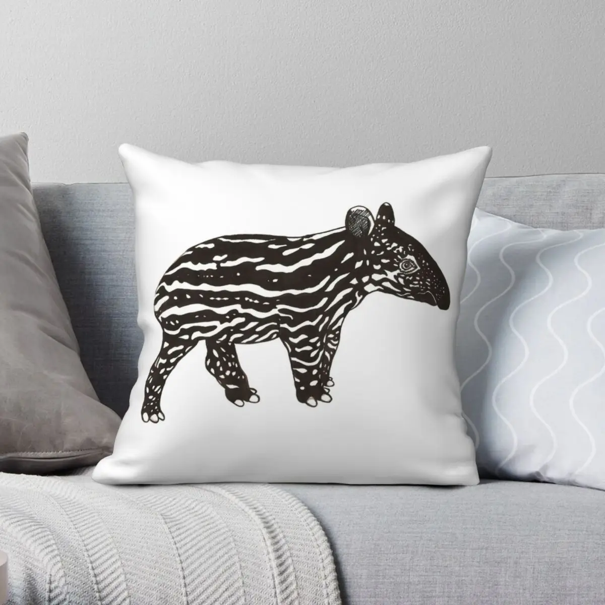 Baby Tapir Pillowcase Polyester Linen Velvet Pattern Zip Decor Throw Pillow Case Bed Cushion Cover Wholesale 45x45