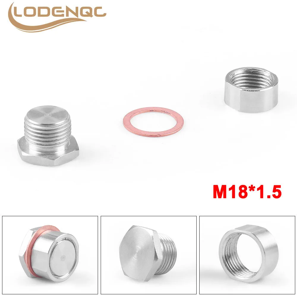 M18x1.5 Oxygen Sensor Stainless Steel Bung Plug Nut Stepped Mounting Cap Kit Plug Nut Plug wideband nut fitting weld bungs