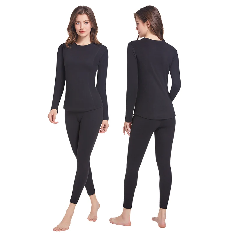 2/6 Pcs Of Autumn/Winter Women's Solid Color Slim Fit Warm Suit Fashionable And Casual Daily Comfortable Long Sleeved Pants