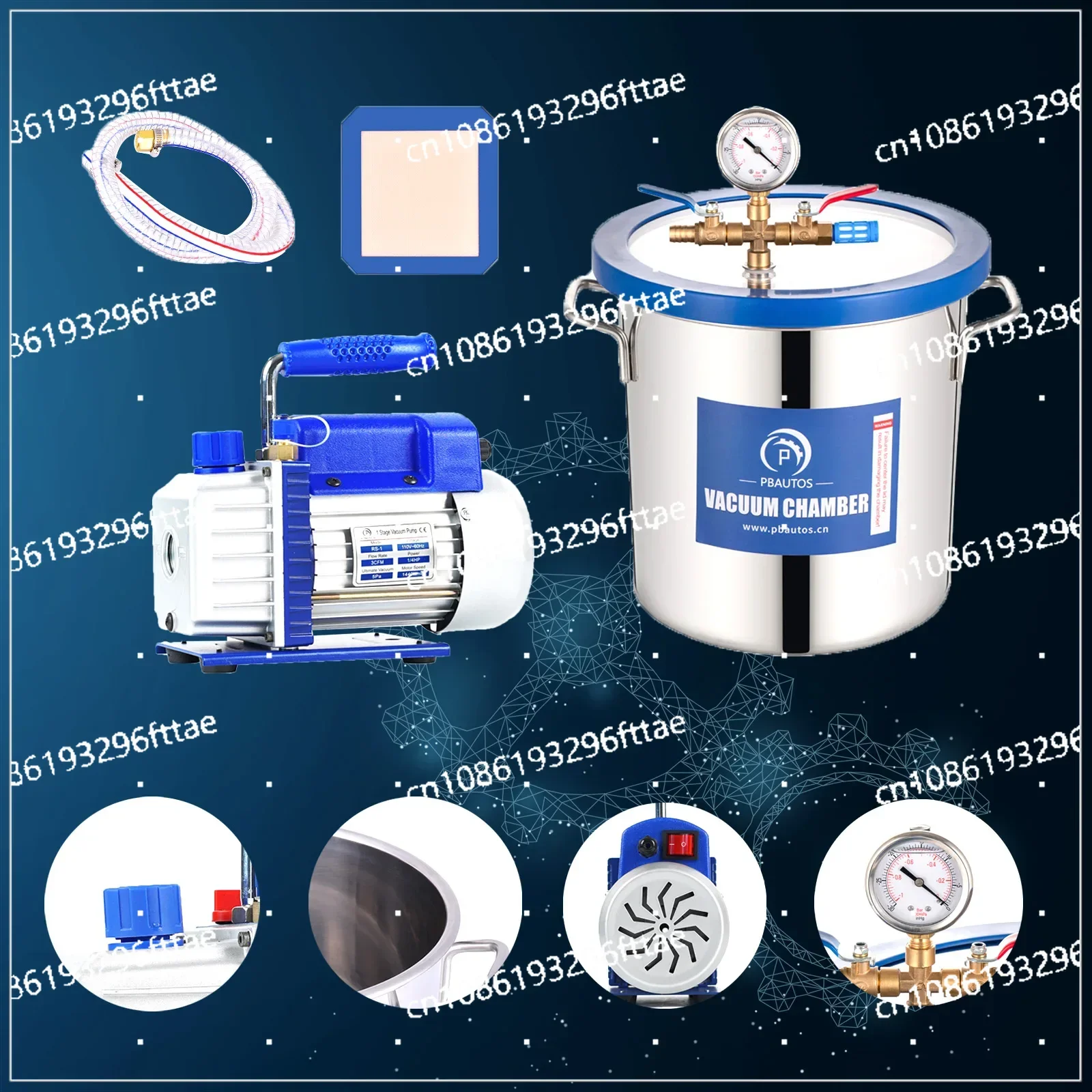 Stainless Steel Degassing Vacuum Chamber Vacuum Pump Kit 4CFM Vacuum Pump and 3Gallon 12L