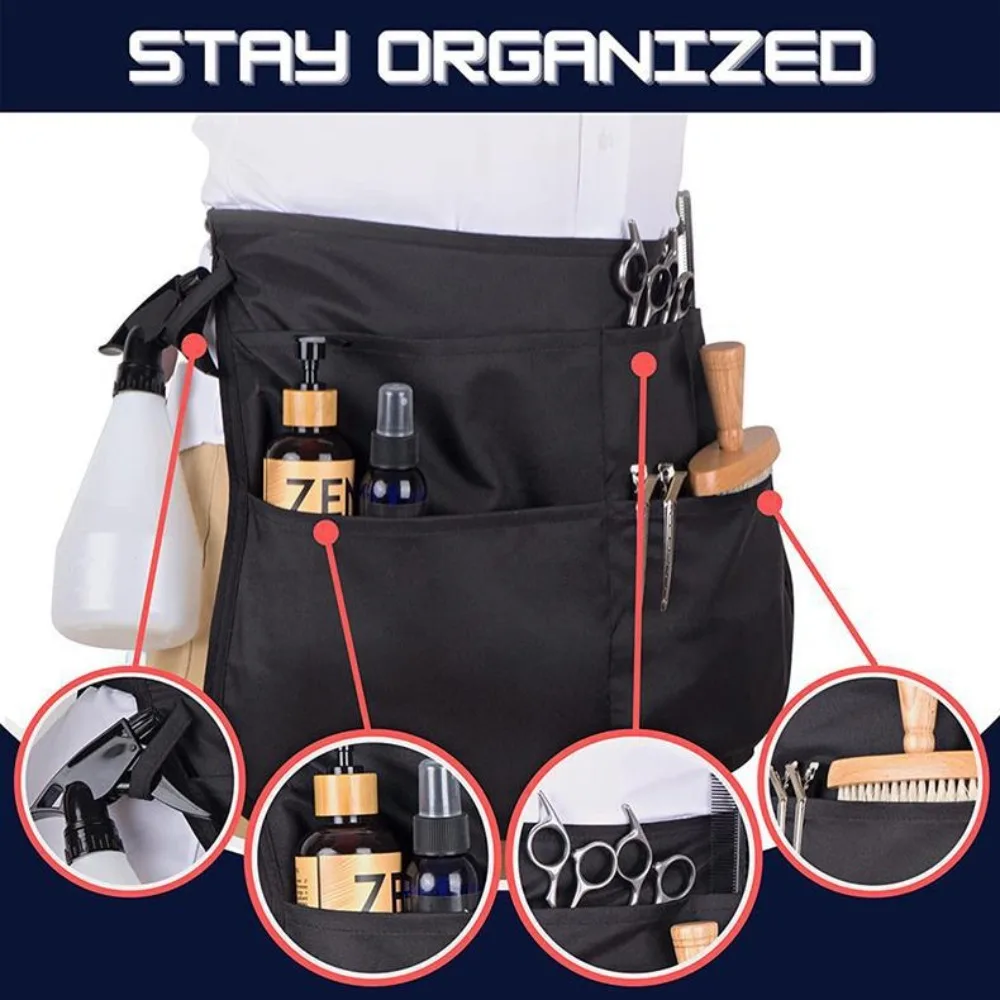 New 5 Pockets Barber Half Apron Waterproof Bleach-proof Hair Stylist Waist Bag Hipster Salon Belt Men Hair Cutting Pouch