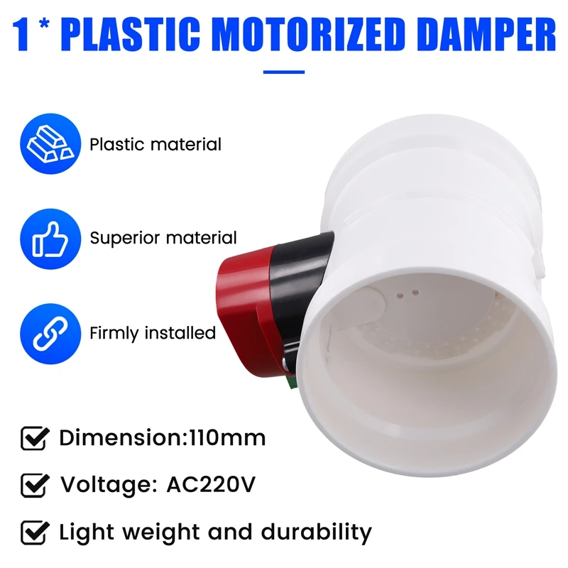 ABPQ-Plastic Motorized Damper PVC Check Valve Air Duct Volume Controller For Ventilation Pipe 220VAC