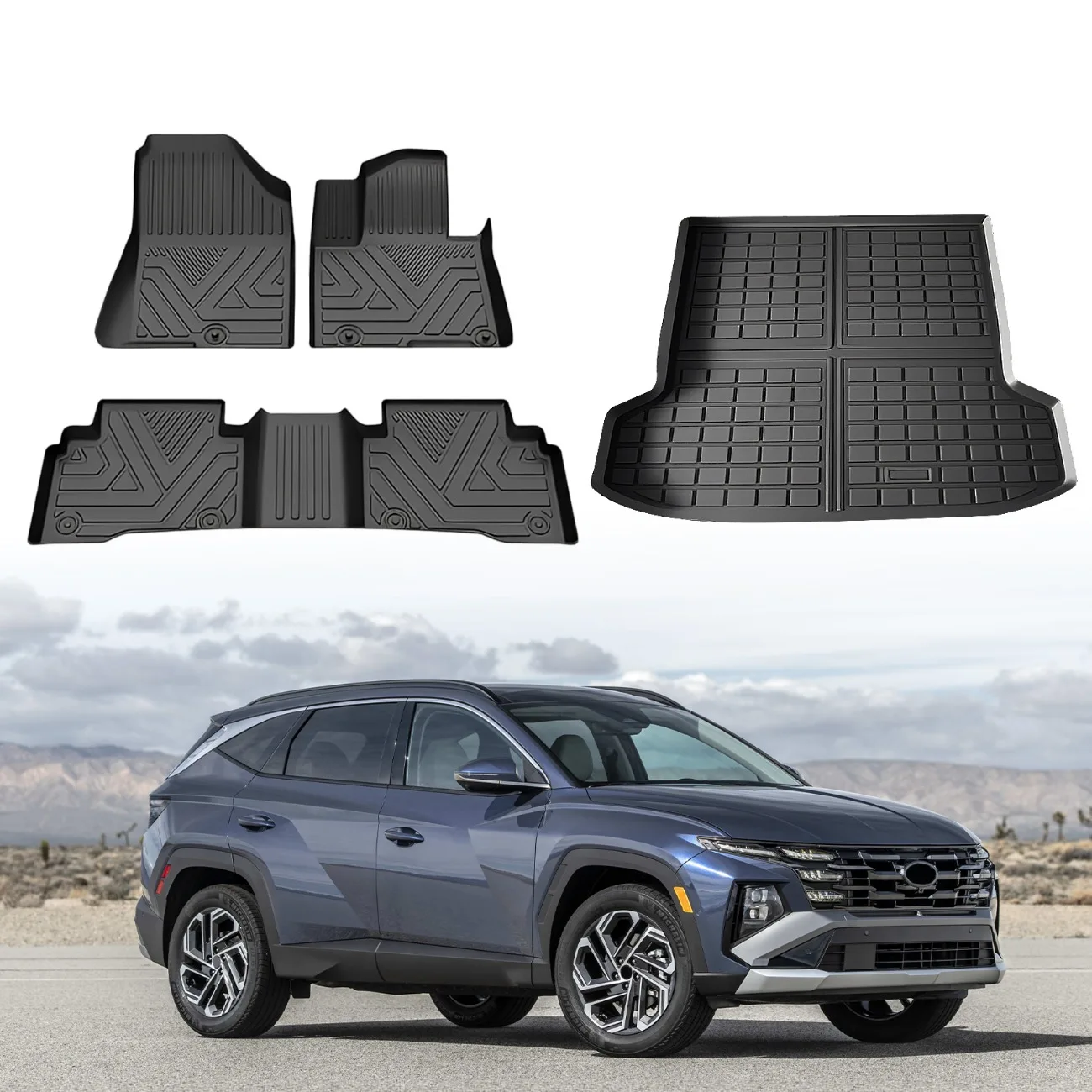 

Floor Mats & Cargo Trunk Liner For Hyundai Tucson Hybrid 2022-2026 (Not PHEV) TPE Protection Interior Accessories All Weather