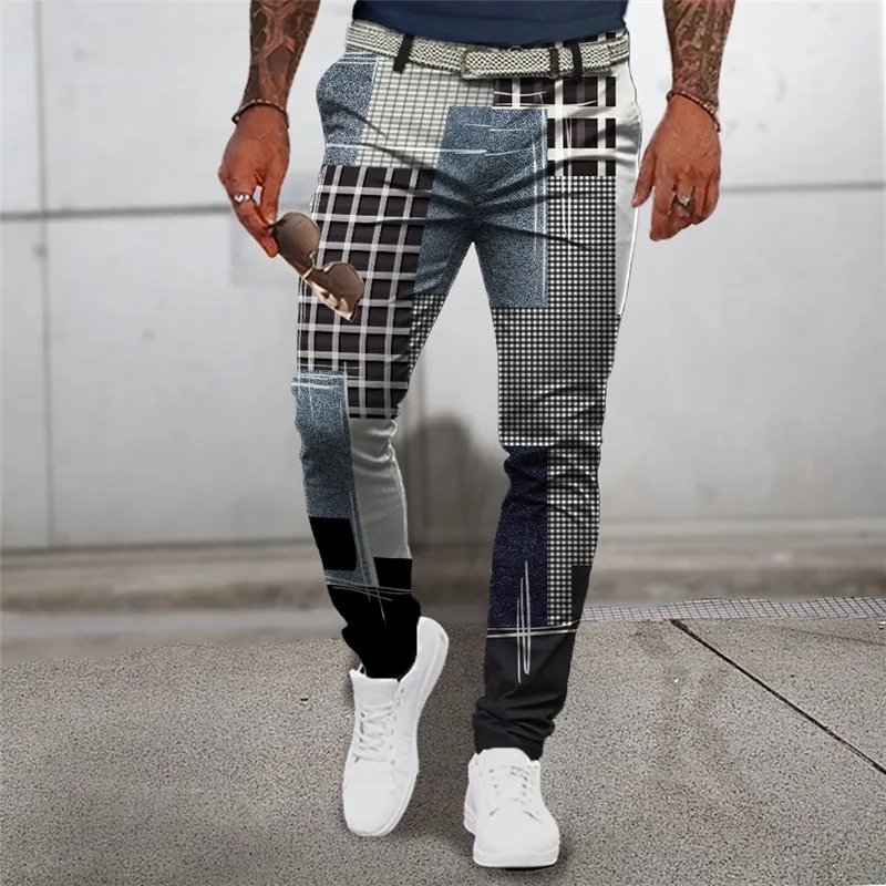 Herren Sommer gerade Hosen 3d gedruckt Mode Plaid Hosen bequeme lässige schnell trocknende Business-Hosen