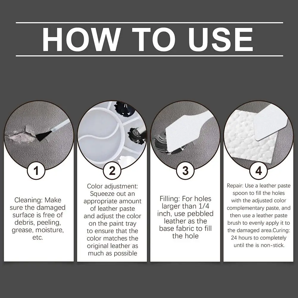 Leather Repair Kit for Furniture, Sofa, Jacket, Car Seats & Purse, Vinyl Repair Kit with Easy Instructions. Fix Tears, Scratches image 6