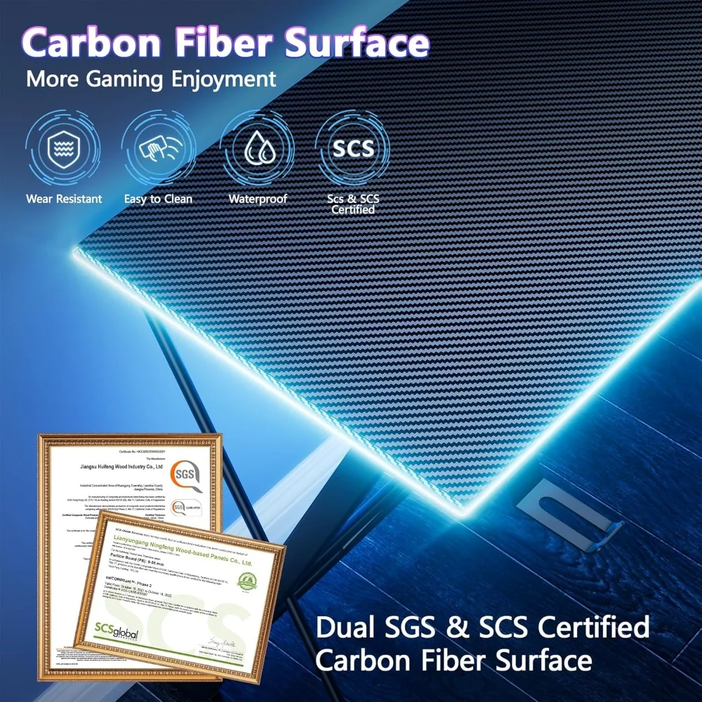 مكتب ألعاب Mr IRONSTONE مع أضواء LED، زاوية مكتب على شكل حرف L مع حامل أكواب وخطاف سماعة الرأس، مكتب كمبيوتر مكاتب مكتبية منزلية