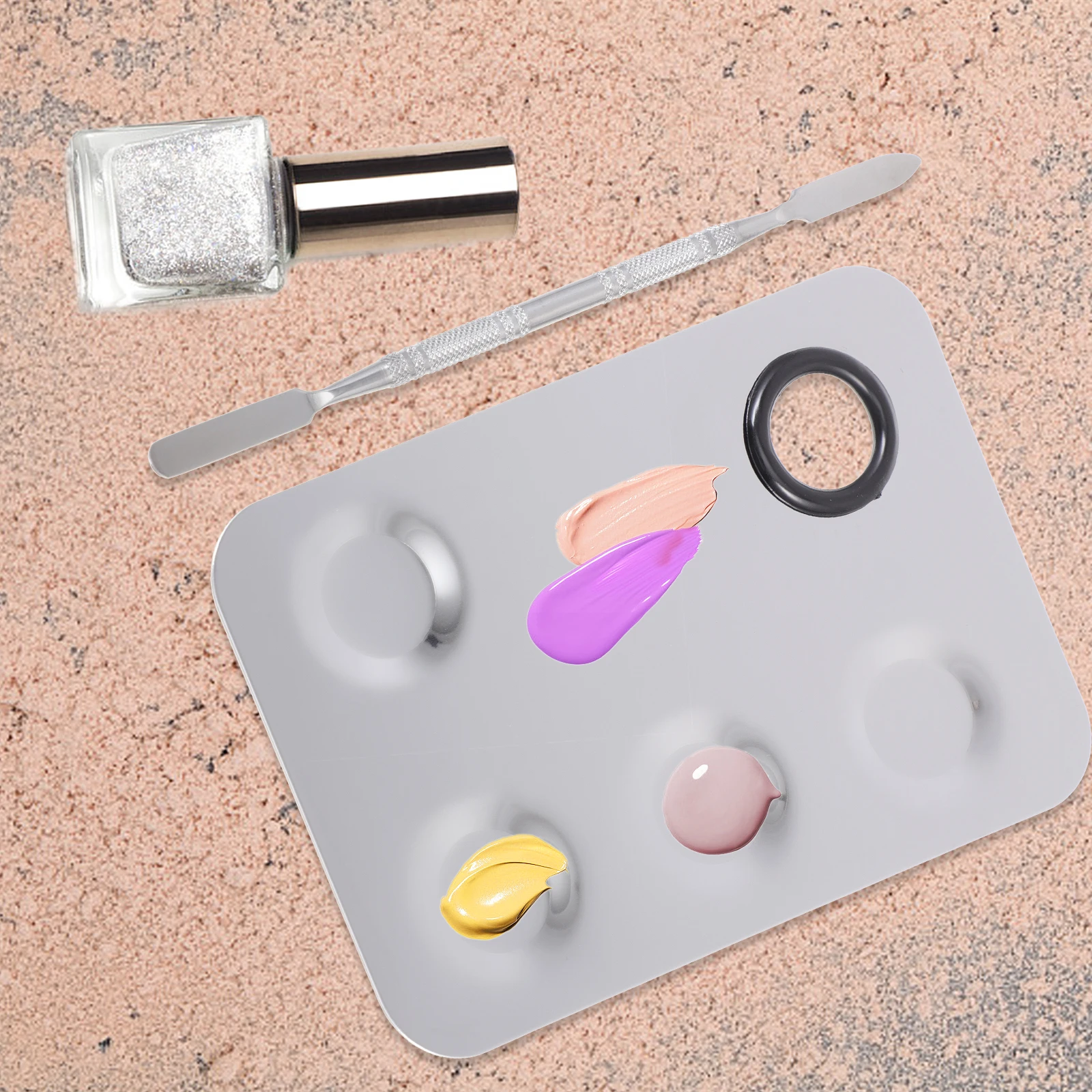 

1 set Stainless Steel Makeup Nail Paint Mixing Boards Eye Shadow Color Plates Beauty Display Racks Practical Manicure