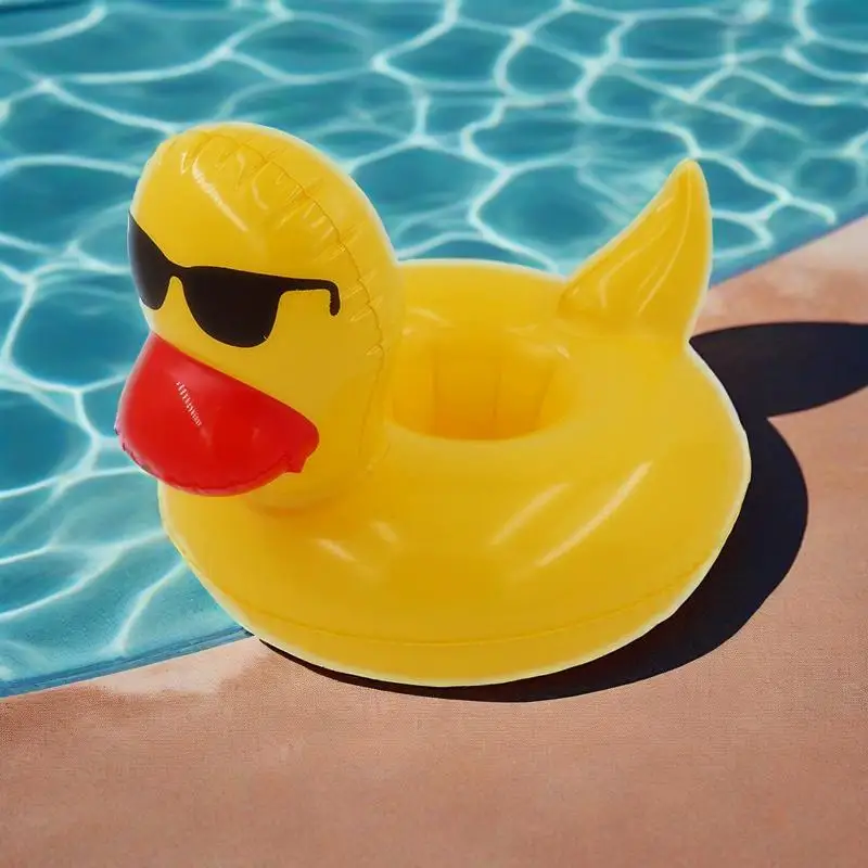 Pato brinquedos infláveis suporte de copo verão ao ar livre piscina praia festa água flutuante bebida copo titular óculos de sol pato modelo inflável