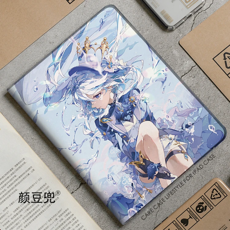 

Furina Anime Genshin Impact For Samsung Galaxy Tab A7Lite 8.7 2021 Case S9 FE Plus Tri-fold stand Cover Galaxy Tab S6Lite S8Plus