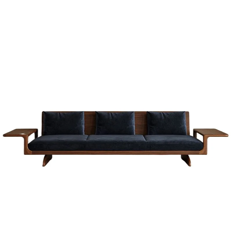 

North American black walnut all-solid wood sofa living room modern simple light luxury three-person high-end living room straigh