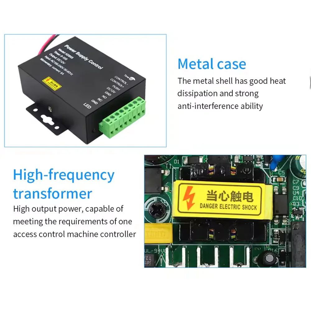 Access Control Power Supply Voltage Converter AC 100~240V to DC12V 5A Power Adapter Switch For Door Lock Access Control System