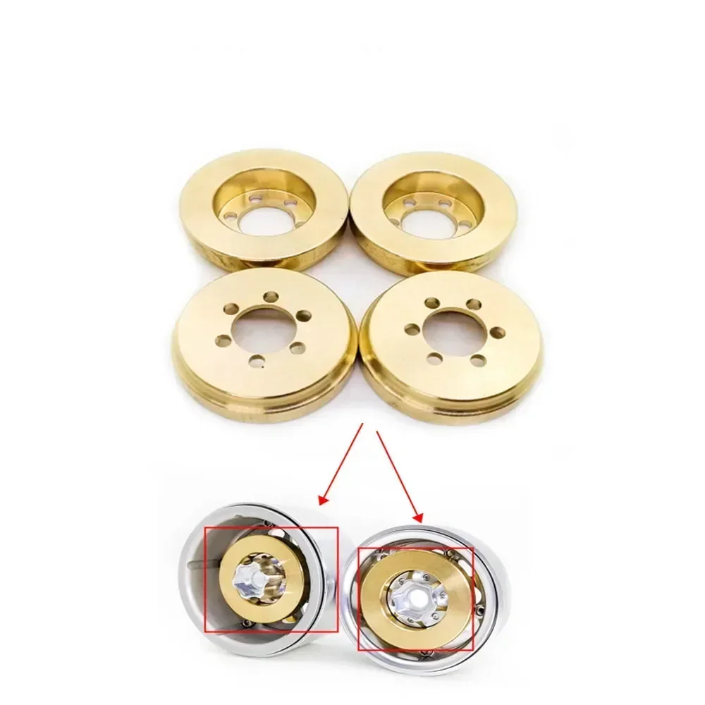 

4pcs Brass 65g Internal Counterweight for 1.9 2.2 inch Wheel Rims Trxs TRX4 Axial SCX10 90046 D90 TF2 RC Crawler Upgrade Part