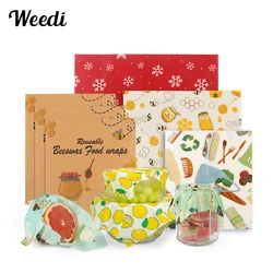 WEEDI 3Pack Reusable Beeswax Wraps For Food Fresh Keeping Eco Friendly Beeswax Food Wraps in 3Size Beeswax sandwich Wraps Fabric