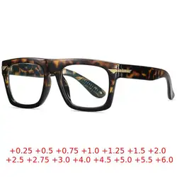 Retro Square Designer Reading Glasses Men Eyeglasses Clear Lens Prescription Eyewear Diopters +0.25 +0.5 +0.75 +1.0 To +6.0