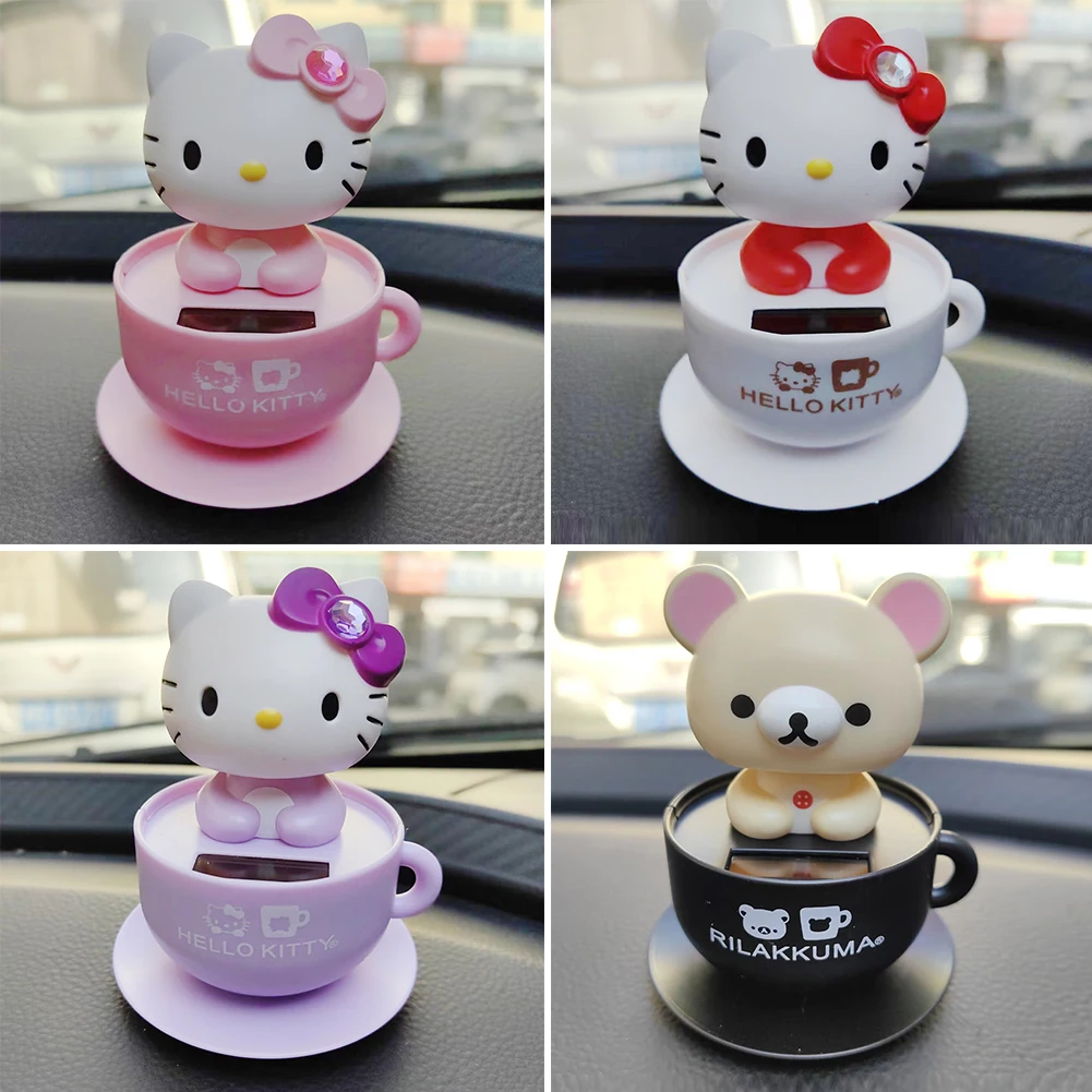 لطيف Nodding رئيس القط دمية الديكور سيارة تعمل بالطاقة الشمسية الحلي السيارات مركز وحدة التحكم اكسسوارات الديكور للمنزل مكتب #1