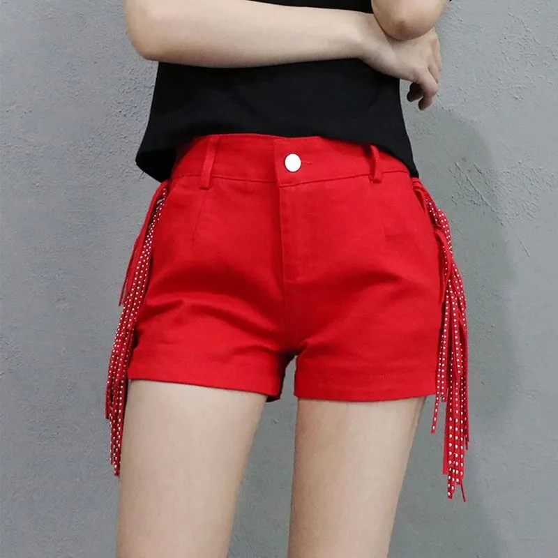 

2024 Spring Summer New Tassel Shorts Female Sexy High-Waisted Dance Short Boots Hot Pants Fashion Women's Wide Leg Shorts Tide