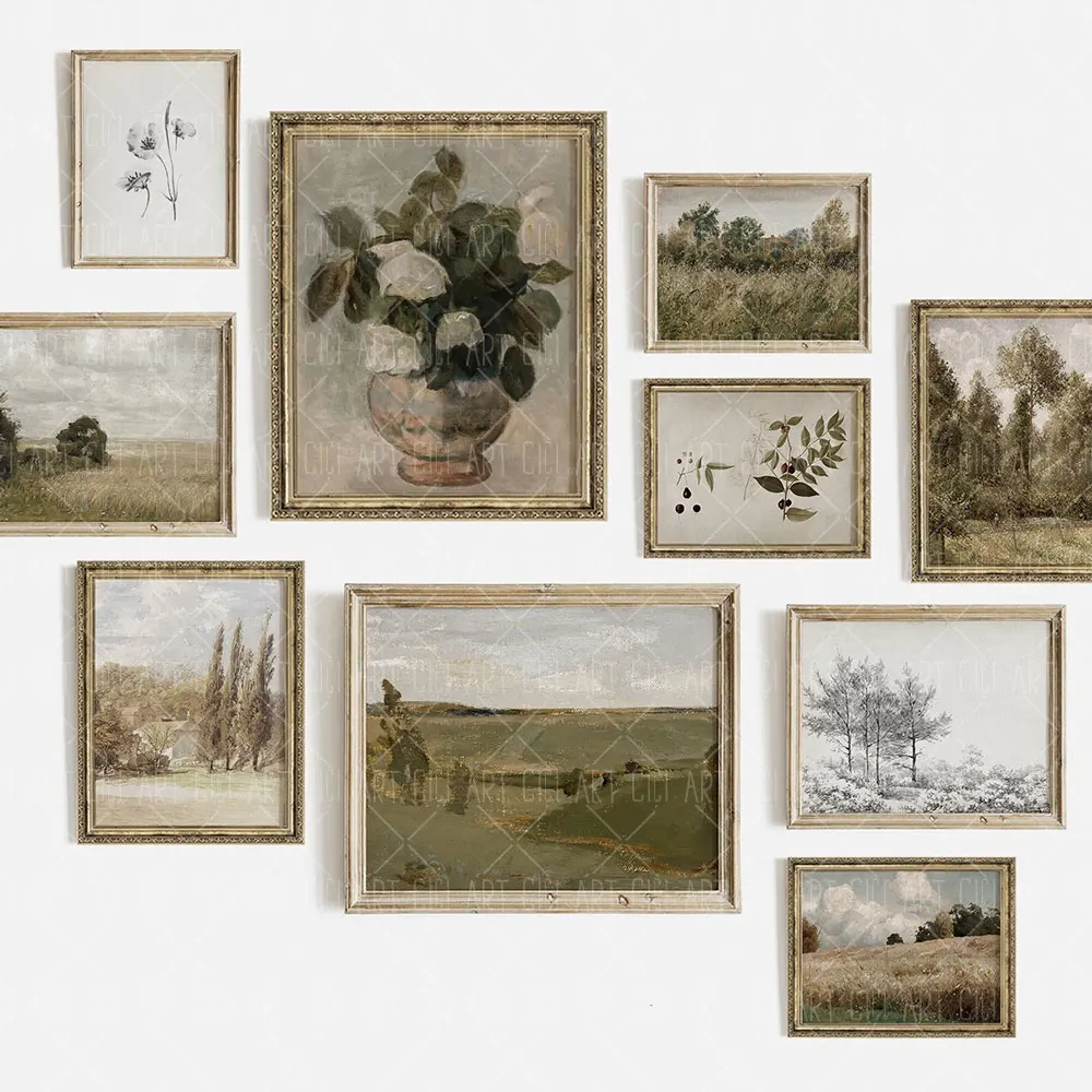 Vintage Landscape Poster Florals Portrait Neutral sketches Art Print Canvas Oil Painting Wall Picture Living Room Home Decor