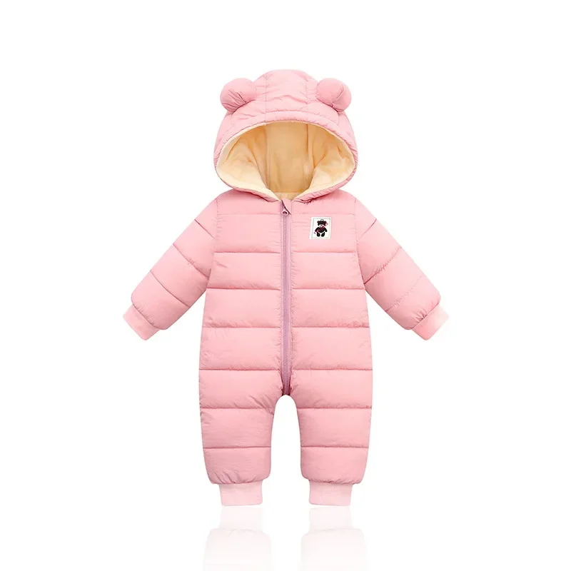 Baby Clothes Winter Thick Warm Jumpsuit Infant Rompers Hooded Outdoor Clothing Warm Down Jacket Baby Casual Jumpsuits