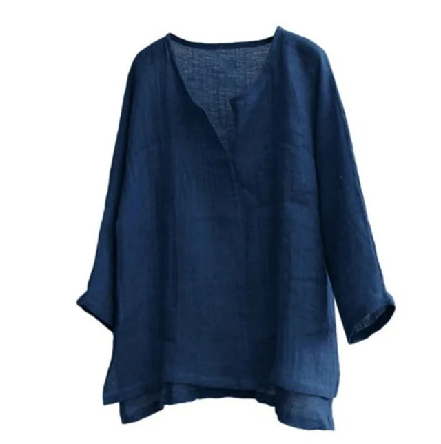 2025 قميص كتان الرجال موجز تنفس مريح بلون كم طويل فضفاض Harajuku بلوزة غير رسمية قمصان هاواي قمصان للرجل #5