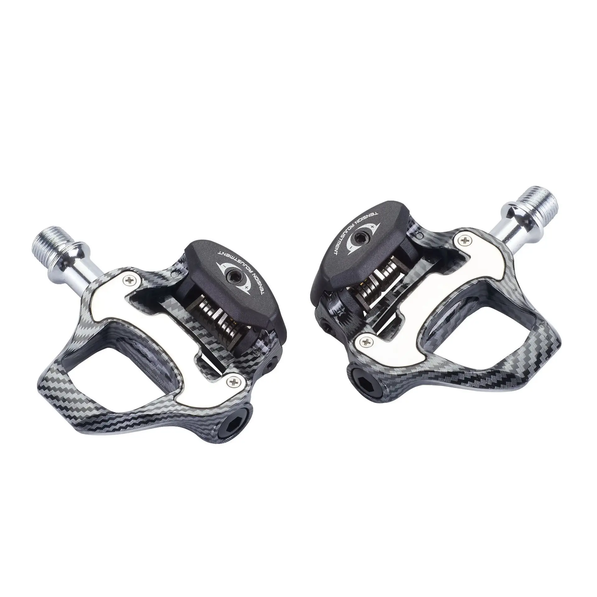 RACEWORK Road Bike Lock Pedal Ultra-Light Carbon Fiber Texture Self-Locking Aluminum Paddle Bearings Pedal R550 With SPD Lock