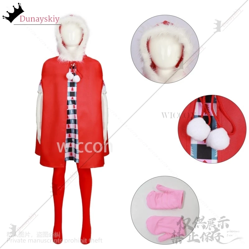 New Anime Christmas Cosplay Cindy Lou Costume Red Cloak Cute Dress Lolita Wig Necklace Headwear For Women Girls Kids Customized