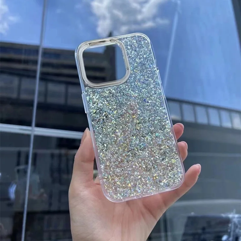 Flash Powder Suitable for Apple 15Promax Phone Case New for iPhone 16 Flash Glitter Premium Phone Case