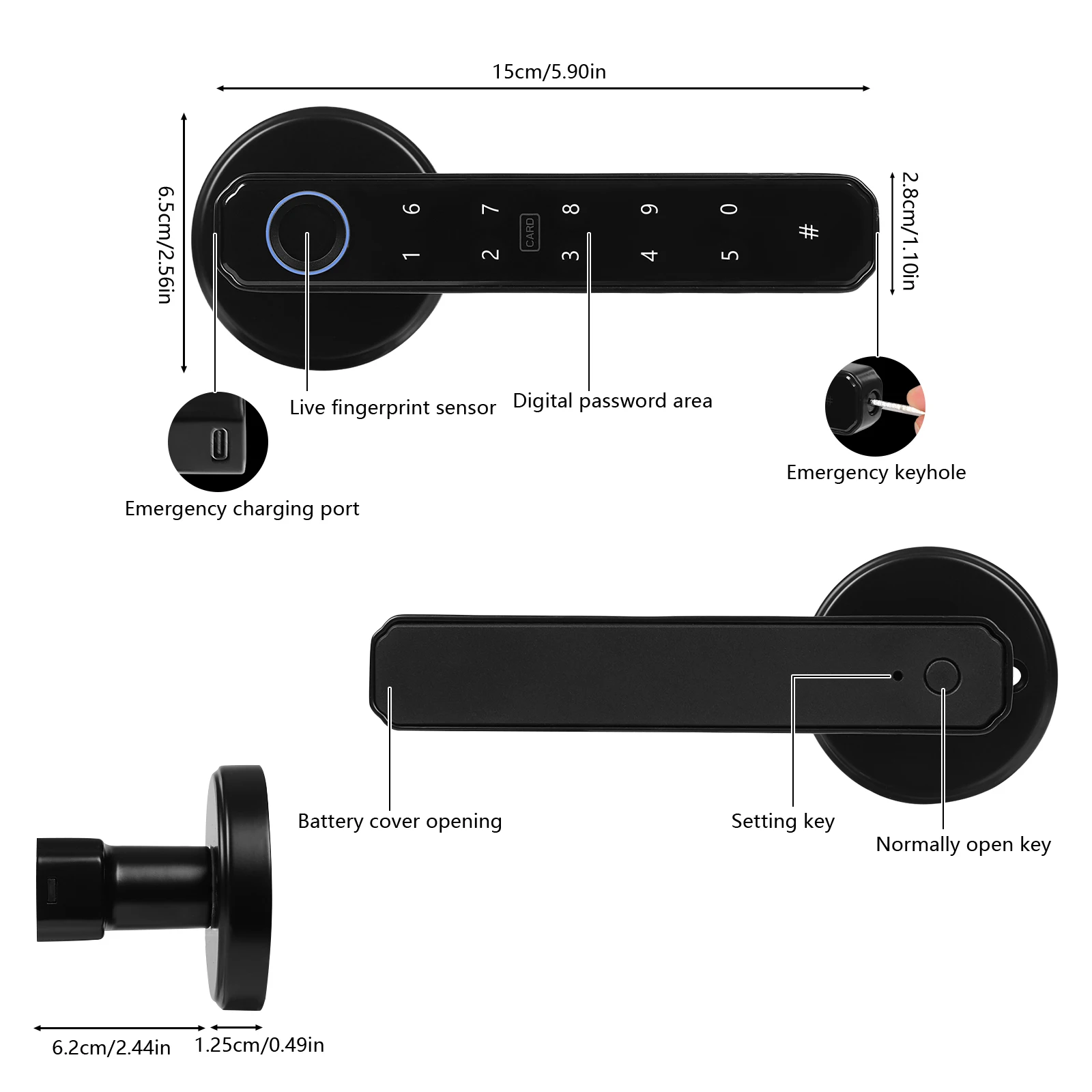 Smart Lock พร้อมลายนิ้วมือ รหัสผ่าน บลูทูธ เข้าถึงบัตร IC ฟังก์ชั่นป้องกันการสอดแนม เหมาะสําหรับใช้ในบ้าน