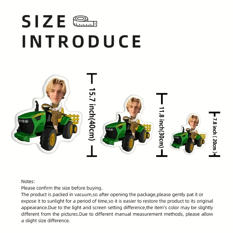 A Customized Agricultural Vehicle Pillow, Personalized Portrait and Fun Theme, Digital Double-Sided Printing Design, Home Decor