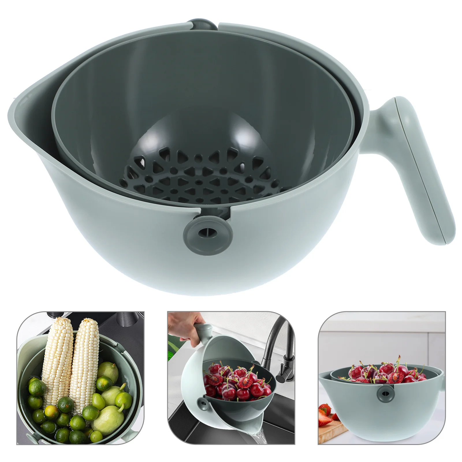 

Draining Basket PP ABS Vegetable Fruit Storage Washing Strainer Kitchen Colander with Handle Kitchen Colanders