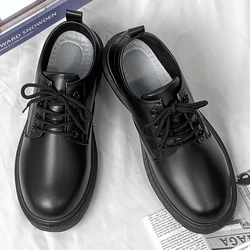 Men's Leather Shoes Casual Comfort Lace Up Work Shoes for Men Lightweight Black Oxford shoes