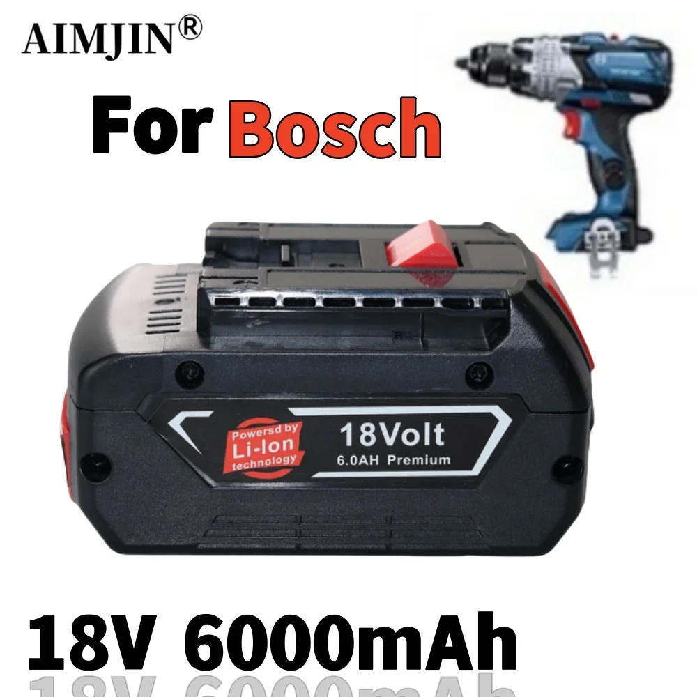 

New 18V 6000mAh Rechargeable Lithium Battery, for Bosch 18V Power Tool Backup Portable Replacement BAT609 Indicator Light