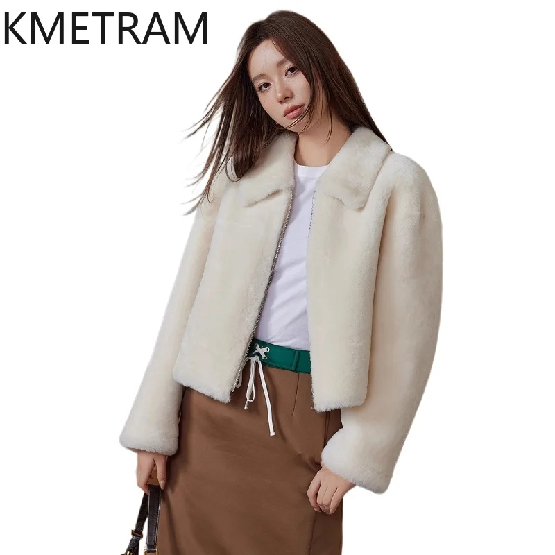 

Женская двусторонняя меховая куртка из 100% мериносовой шерсти, роскошная короткая шуба из натурального меха, зимняя женская одежда, меховые куртки 2025 года