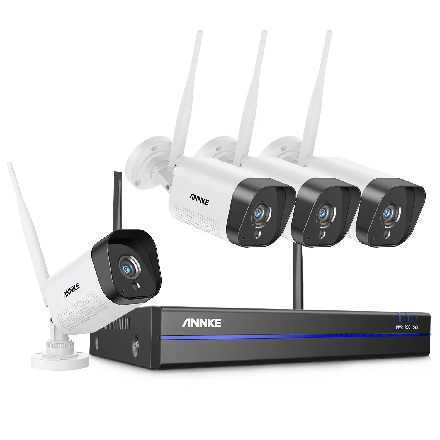 ANNKE 8CH 3MP Wireless Security Ca mera System 24/7 Recording Night Vision 4pcs WiFi CCTV Ca mera P2P Works with Alexa