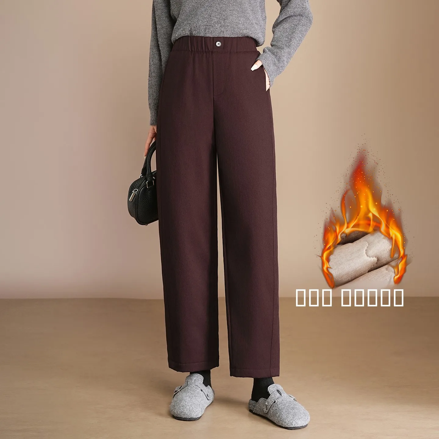 

Женские повседневные зимние брюки с высокой талией, на флисовой подкладке, прямого кроя, утепленные, больших размеров, из хлопка