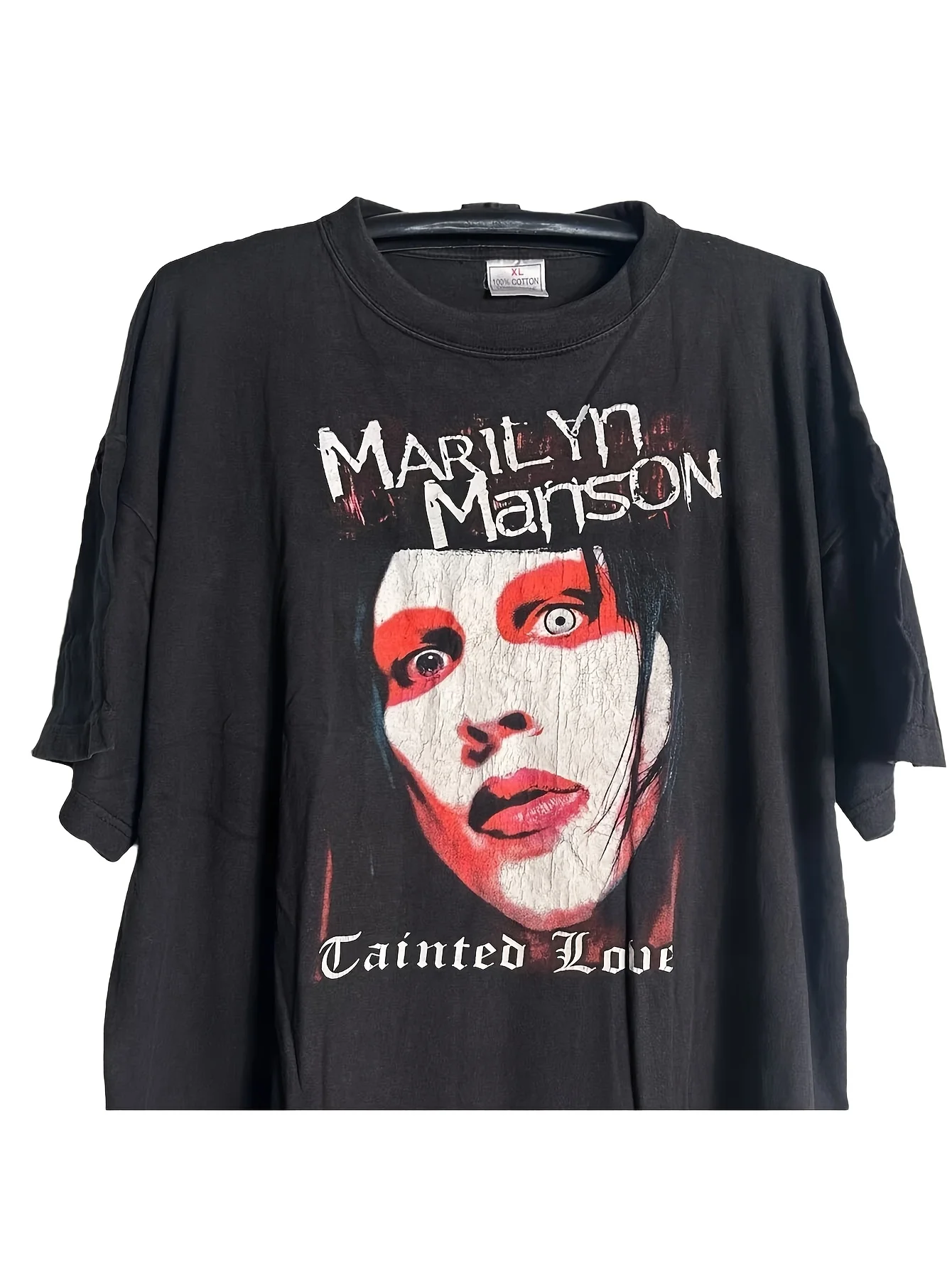 Черная хлопковая футболка MARILYN MANSON Tainted Love Big Face унисекс S-5XL KH14426