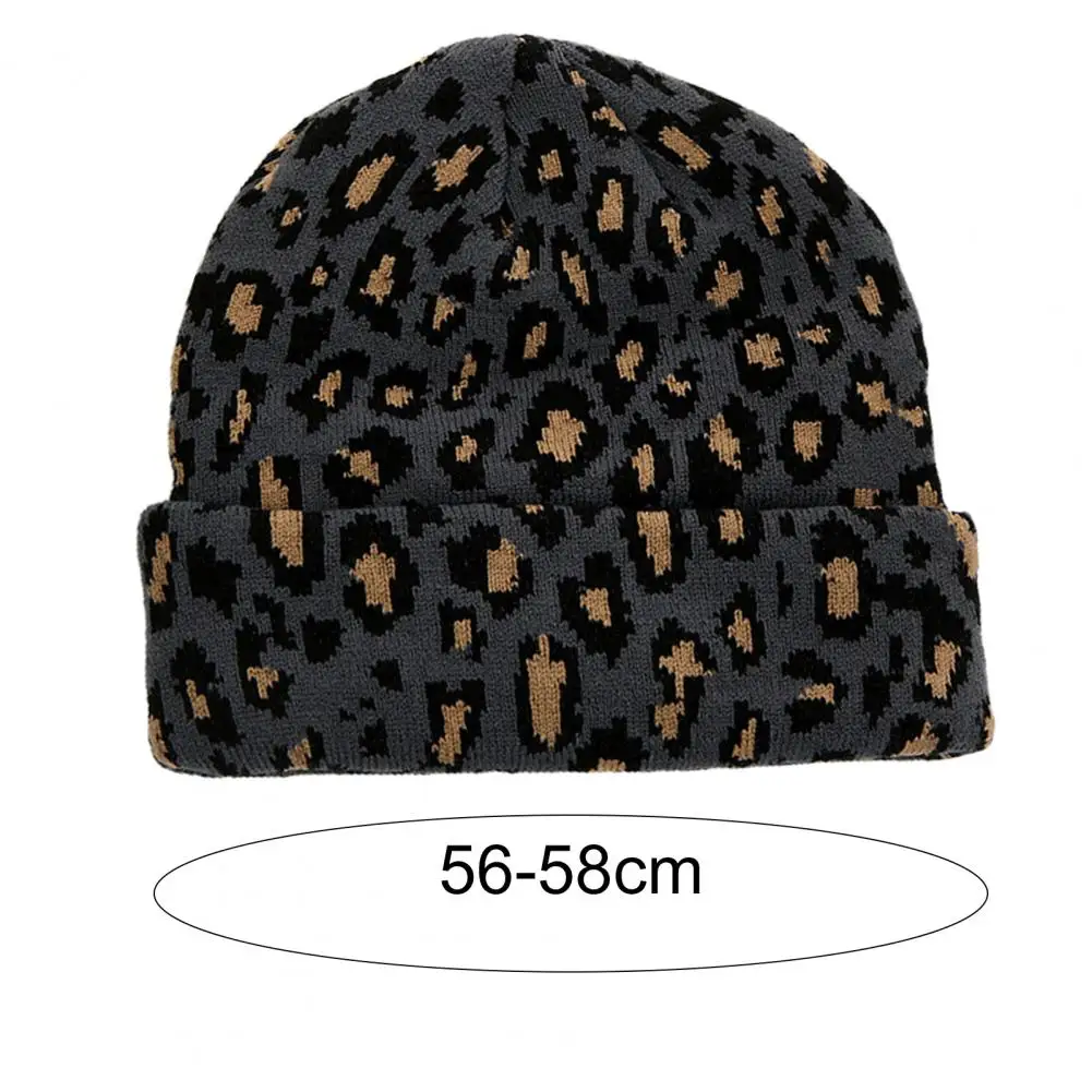 Cool Winter Cap Unisex Crimping Men Women Stretchy Leopard Knitted Hat  Beanie Hat Dome