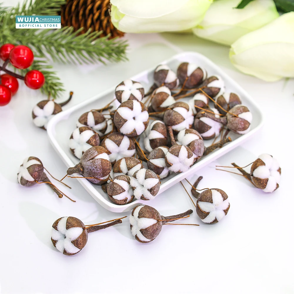 12 stücke künstliche Kapok natürliche getrocknete Blumen Simulation Baumwolle Hochzeit Zimmer Weihnachts dekoration liefert DIY Kranz Blumenstrauß Geschenk box – Detail 9