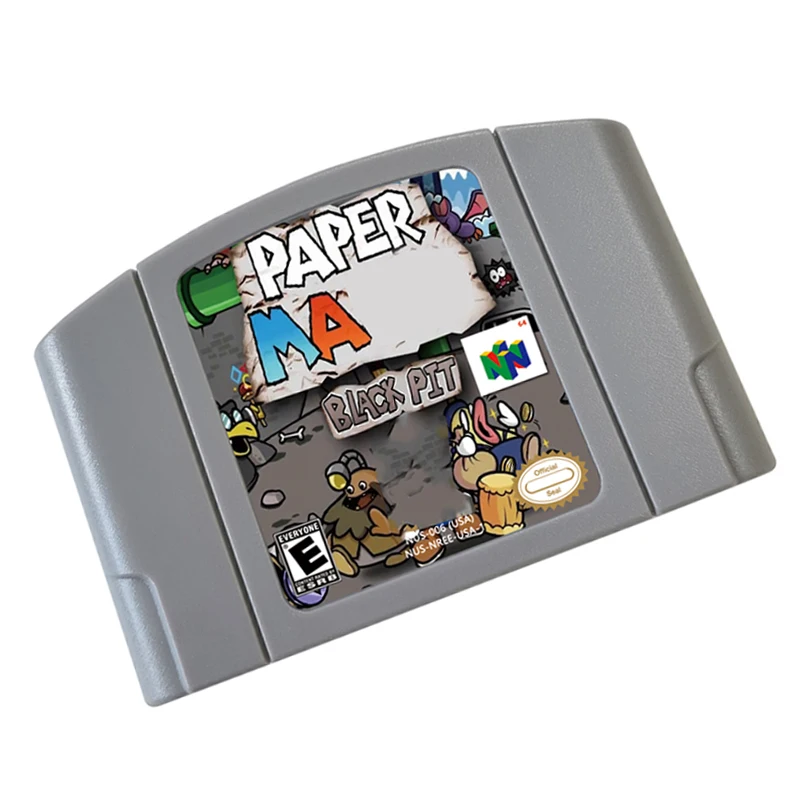 خرطوشة ألعاب لخرطوشة ألعاب Papermari Black Pit N64 المتوافقة مع ذكريات الطفولة الممتعة