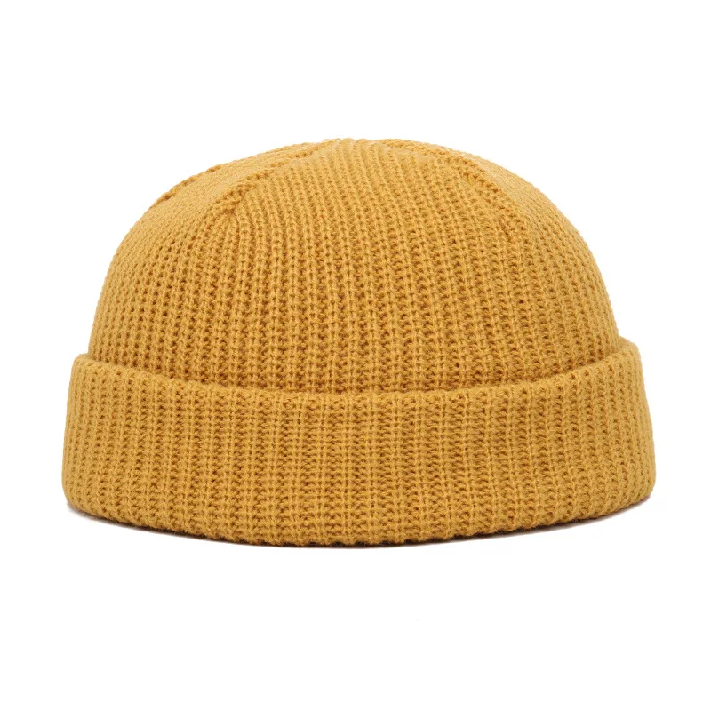 Women Men Solid Color Warm Knitted Brimless Hat Male Beanies Winter Autumn Hip Hop Skullcap Street Men Beanie Unisex Cap